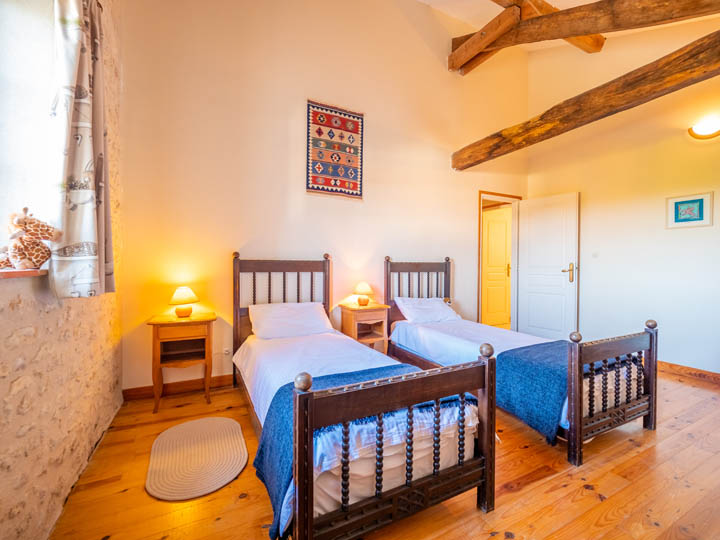 Twin bedroom of family friendly cottage in Charente, South west France