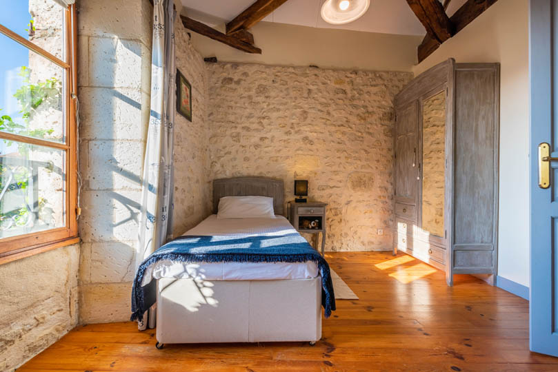 Twin bedroom of Gite in Charente, South west France