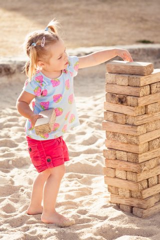 Children sized Jenga, a firm favourite on holiday